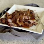 sliced roast beef on plate